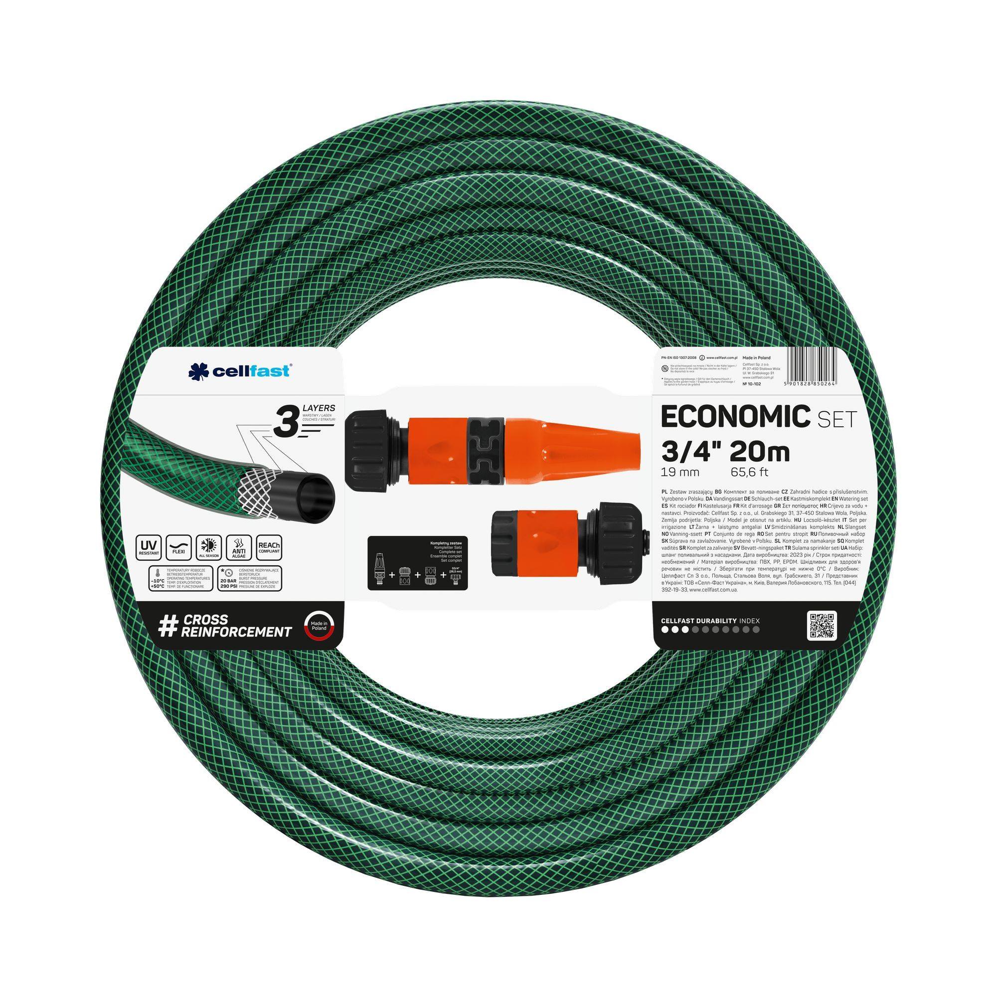 Cellfast Grün Set - Verstärkter Schlauch + 3/4 20M Enden - C 10-102