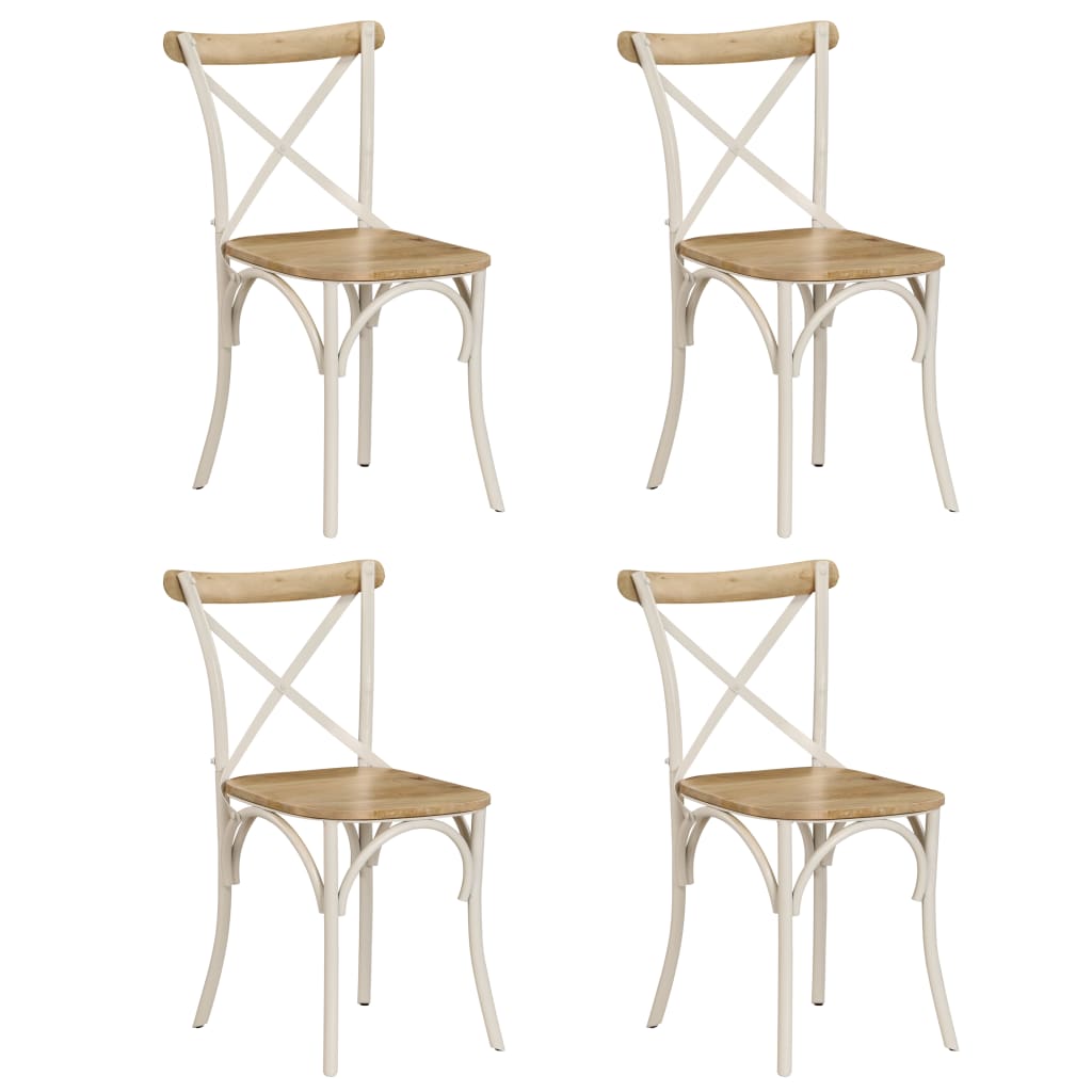 Cross Chairs 4 Pcs White Solid Mango Wood Vidaxl