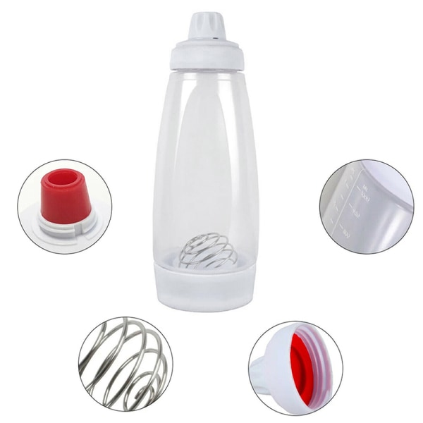 Bottiglia Impastatrice Da 1000 Ml Con Sfera Impastatrice, Ampia Apertura Per Pancake, Waffle E Altri Prodotti Da Forno, Bianca.