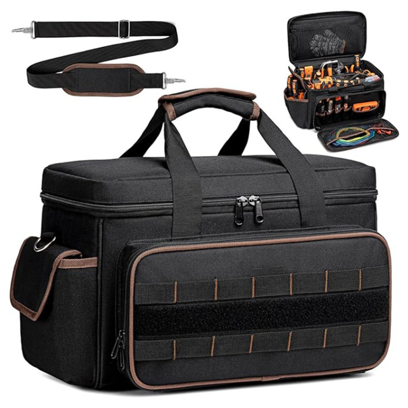 Sac à outils 43 cm avec bandoulière réglable, tissu Oxford, pochettes organisatrices, ouverture large, lot de 1