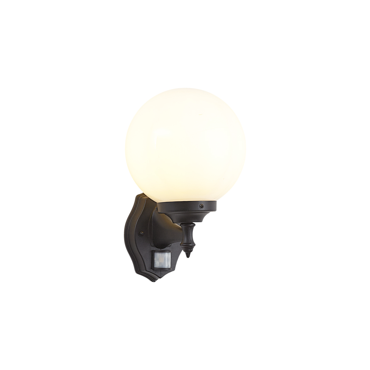 Qazqa Aplique de Exterior Clásico Negro con Cristal Opalino IP44