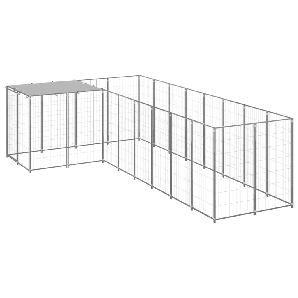 Vidaxl Grau Hundezwinger Silbern 6,05 M² Stahl