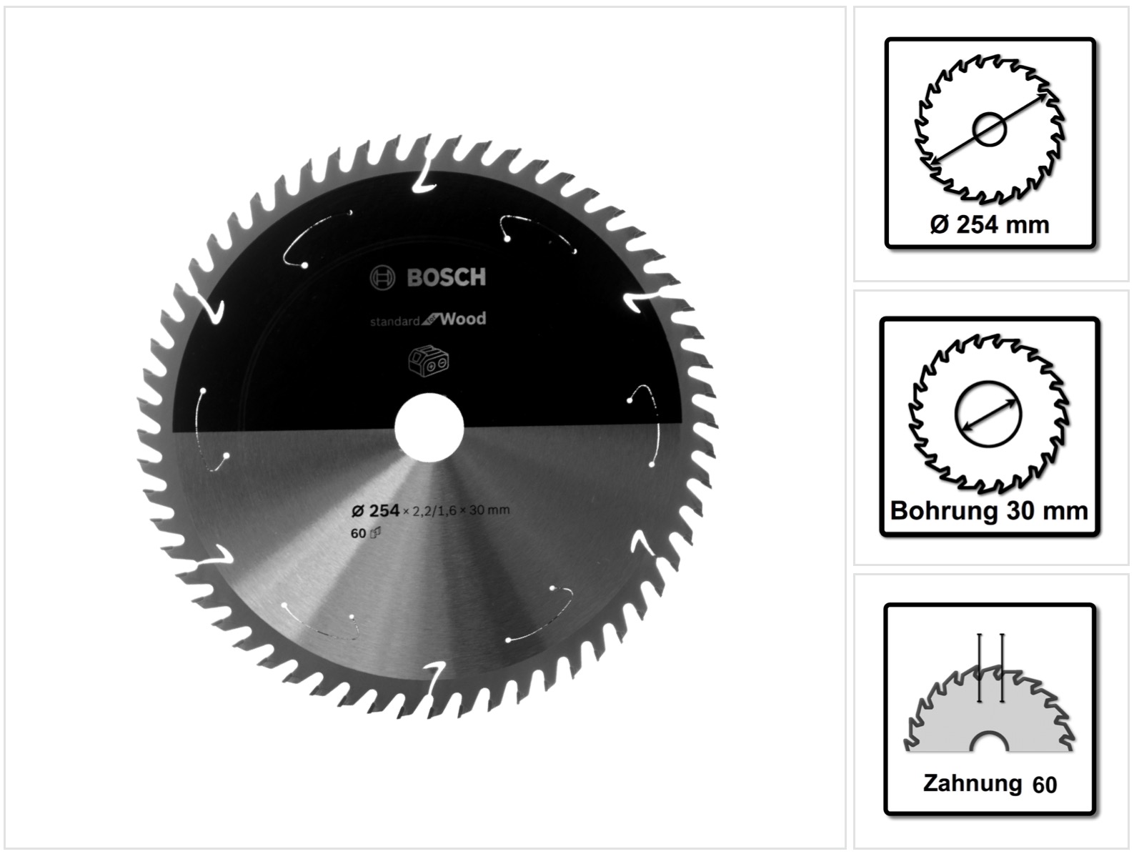 Lame PRO Wood pour scie sur table, 254 mm, 60 dents — photo de l’offre ManoMano