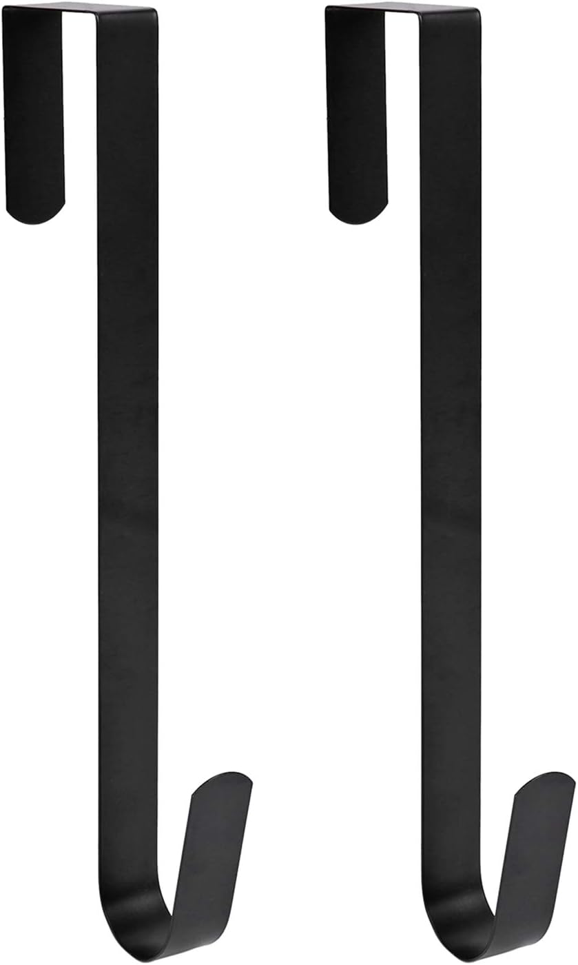 Crochet de porte simple en métal noir, pour couronne de Noël, lot de 6