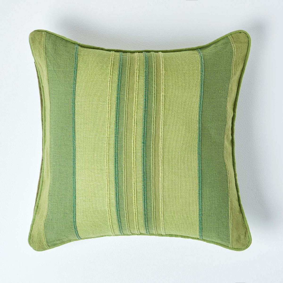 Homescapes - Cotton Striped Green Cushion Cover Morocco , 45 X 45 Cm