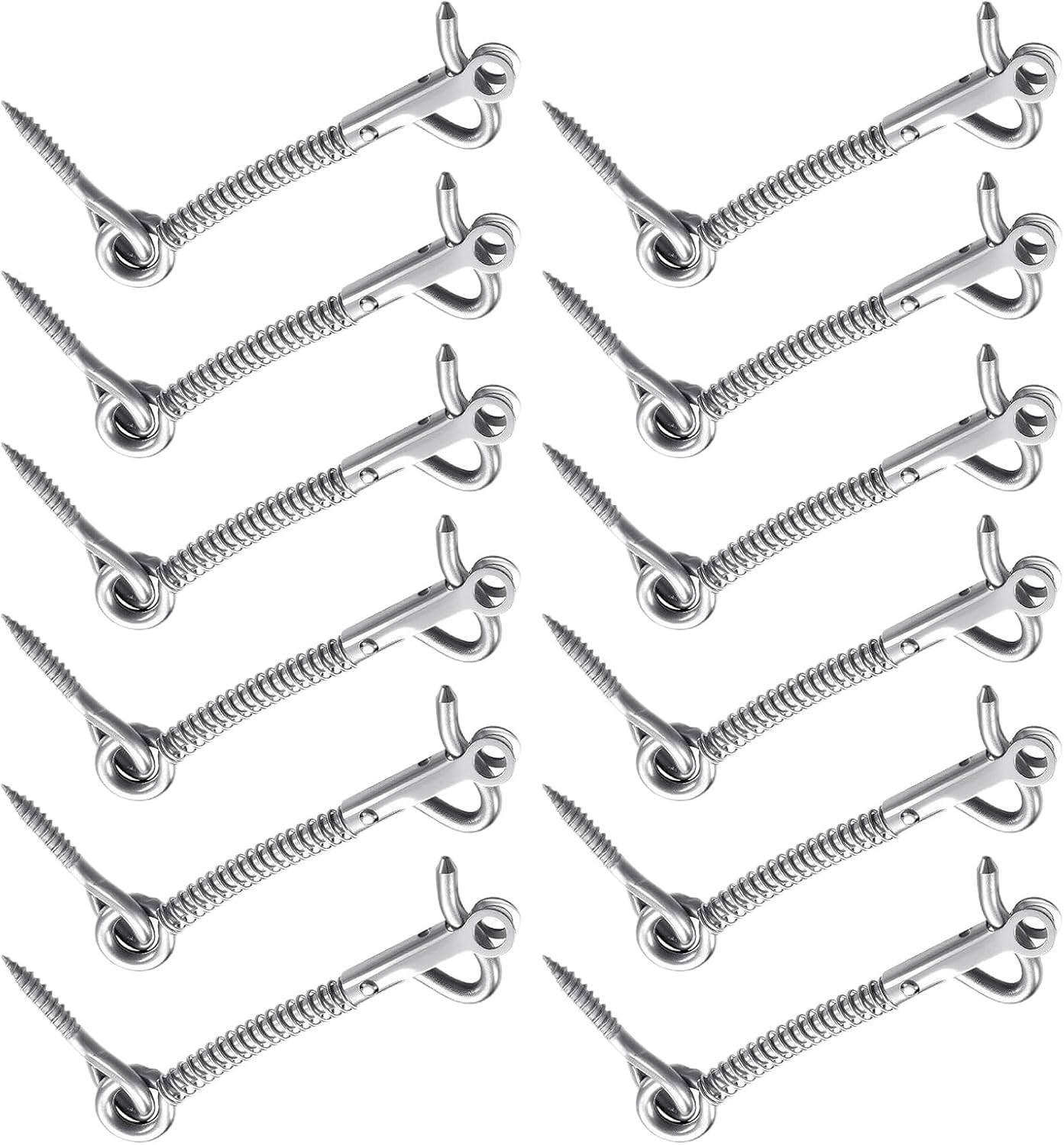 Crochet et œillet pour porte en acier inoxydable, à ressort, lot de 12