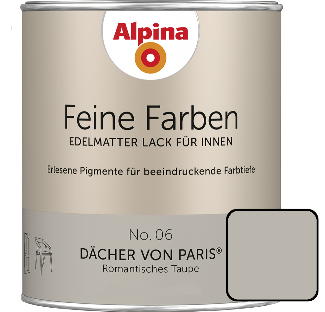 Feine Farben Lack No. 06 Dächer Von Paris Taupe Edelmatt 750 Ml Buntlacke - Alpina