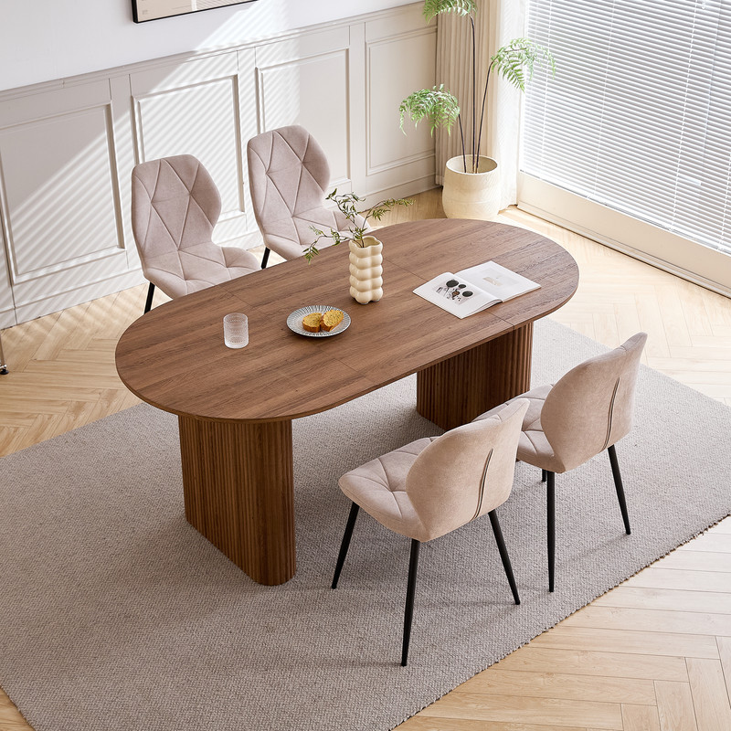 Wokaka Table À Manger Ovale - 180cm Table De Moderne - Pour 6-8 Personnes - Mdf - Marron Foncé