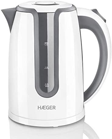 Haeger Weiß Hot Grey - Elektrischer Wasserkocher Mit 2200W Leistung, 1,7L Fassungsvermögen - 360° Drehbarer Sockel, Verdecktes Heizelement Aus Edelstahl, Trockengehschutz, Automatische Abschaltung, Abschal - Bild 3