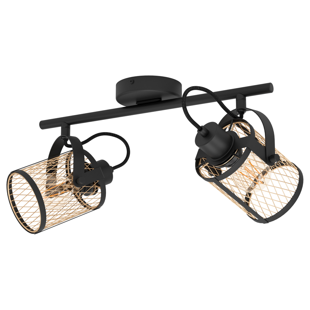 Eglo Schwarz Deckenspot "Dellow Spotlampe - Stahl - E27 - 2X40w - Ip20", 2, H: 21Cm, 1 Stk., Leuchten, Deckenlampe, Deckenstrahler, Strahler, L47,... - Bild 4