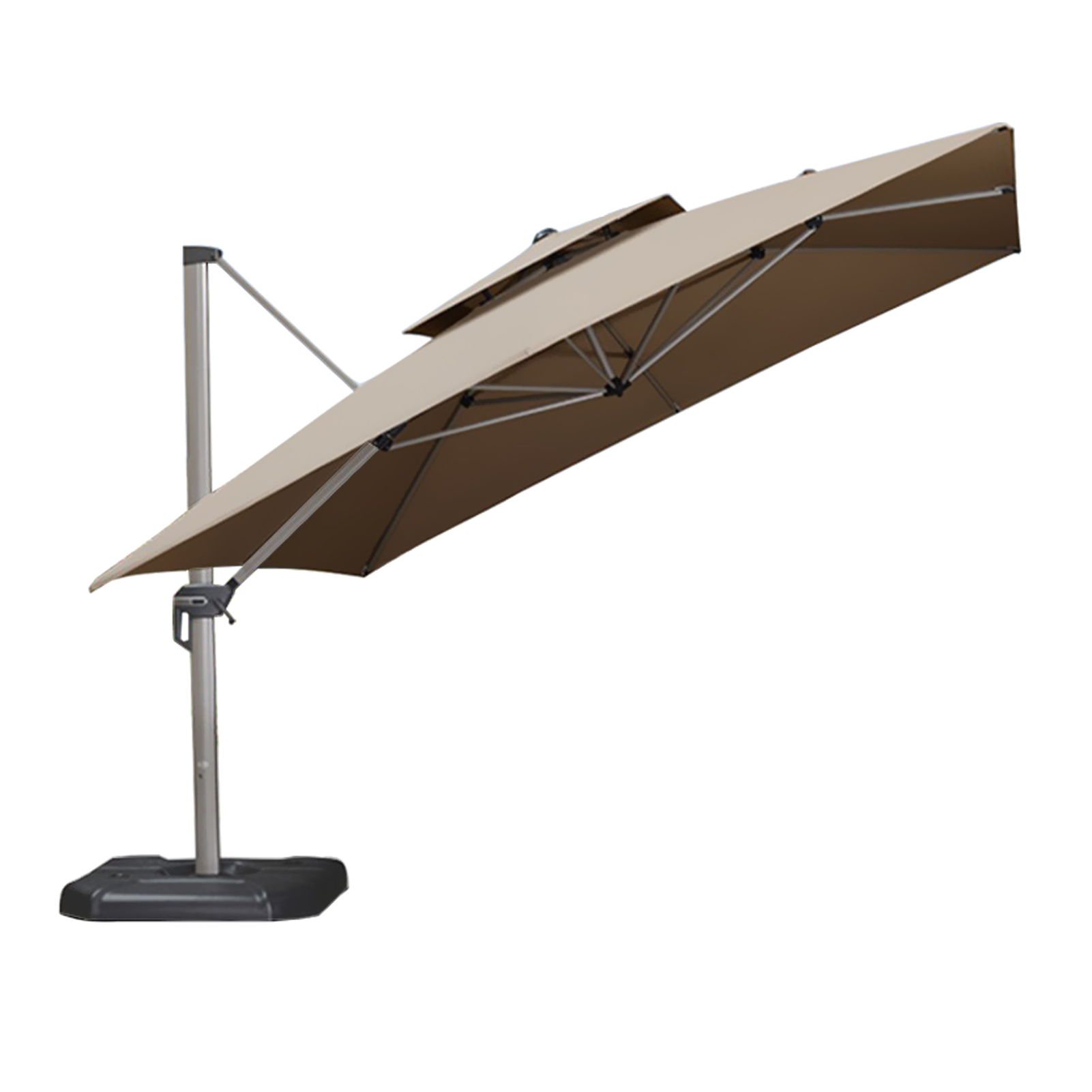 Toile Remplacement Parasol Romain 3x3m Kaki Polyester Anti-uv Jardin