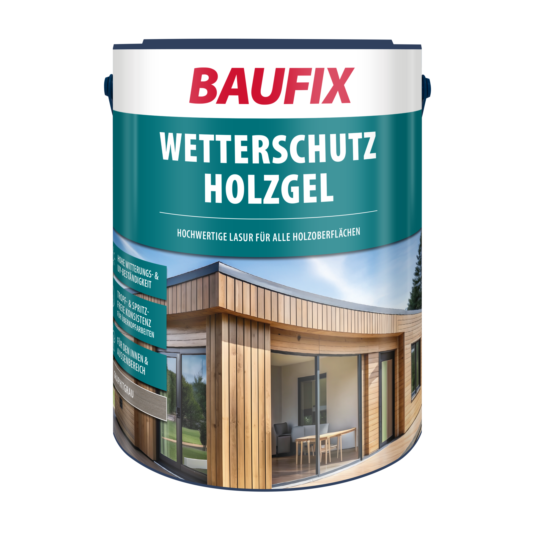 Baufix Wetterschutz-holzgel Graphitgrau Seidenglänzend, 5 Liter, Holzlasur