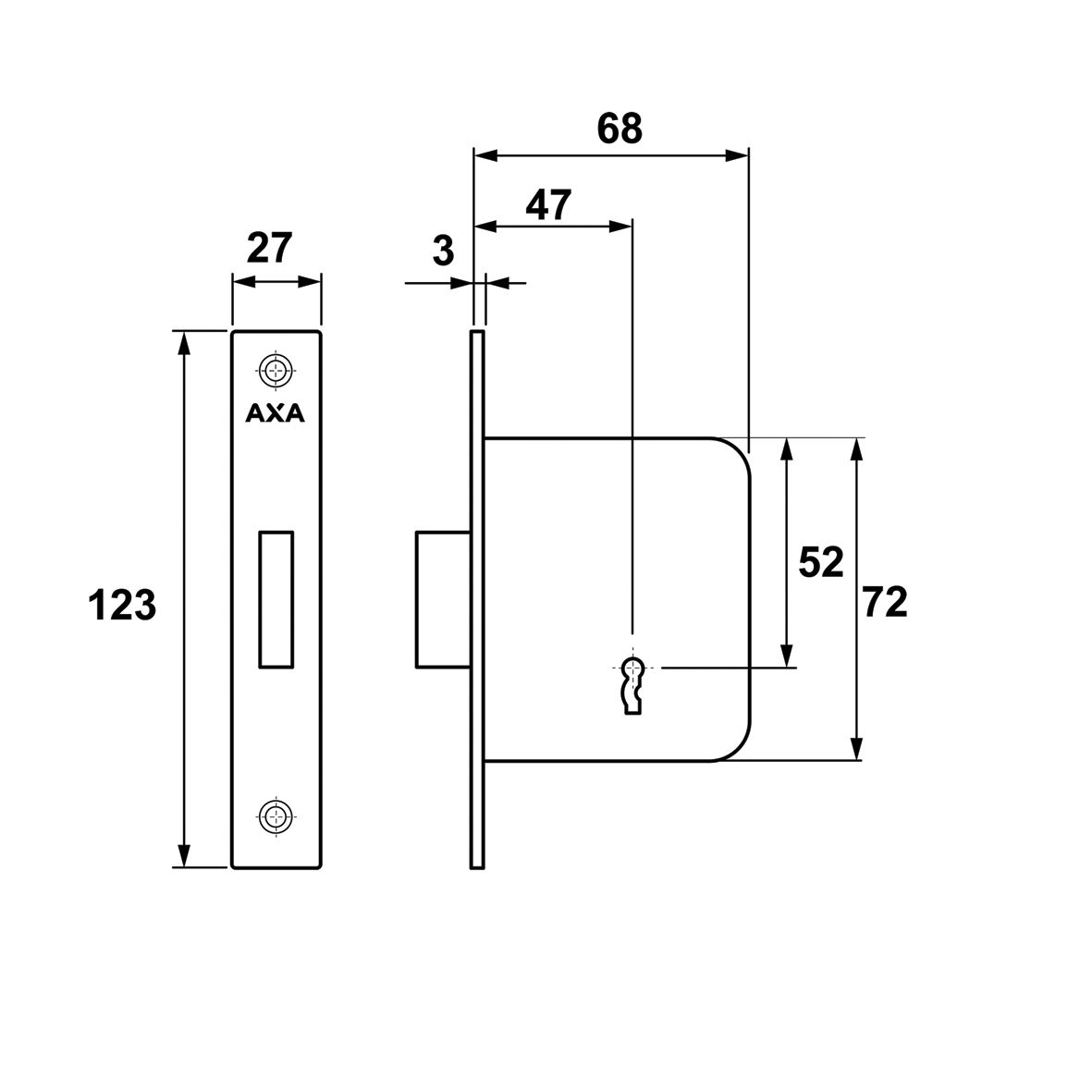 Axa Schrankschloss - Modell 711540 - Schrankschloss Mit Schlüsseln - Frontplatte Aus Edelstahl - Inkl. Schließblech Und Befestigungsmaterial