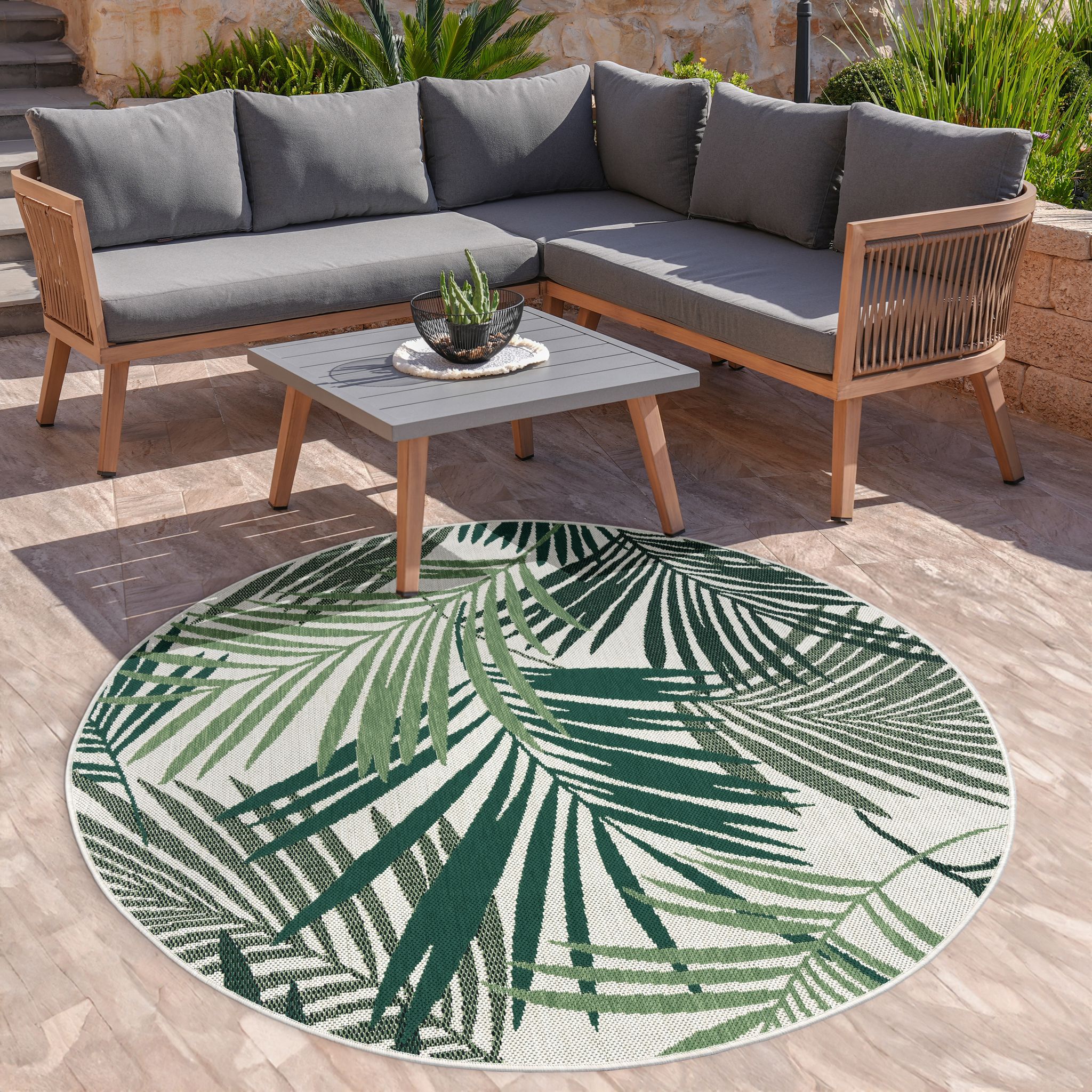 Paco Home - Tapis Intérieur & Extérieur Tissage À Plat Jungle Découpé
