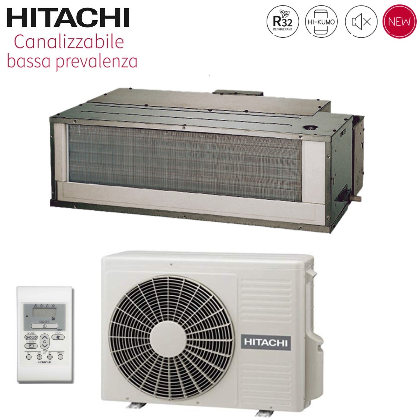 Hitachi - Climatizzatore Condizionatore Inverter Canalizzato Bassa Prevalenza 12000 Btu Rad-35rpe R-32 Wi-fi Optional Con Comando A Parete - Novità