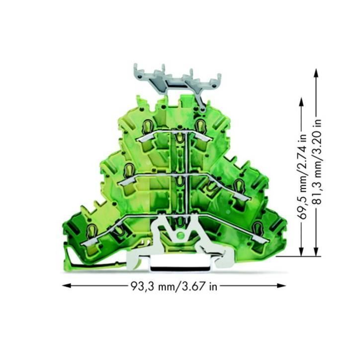 WAGO 2002-3237 PE Triple Deck 6 Conductor Ground Terminal Block Gr...