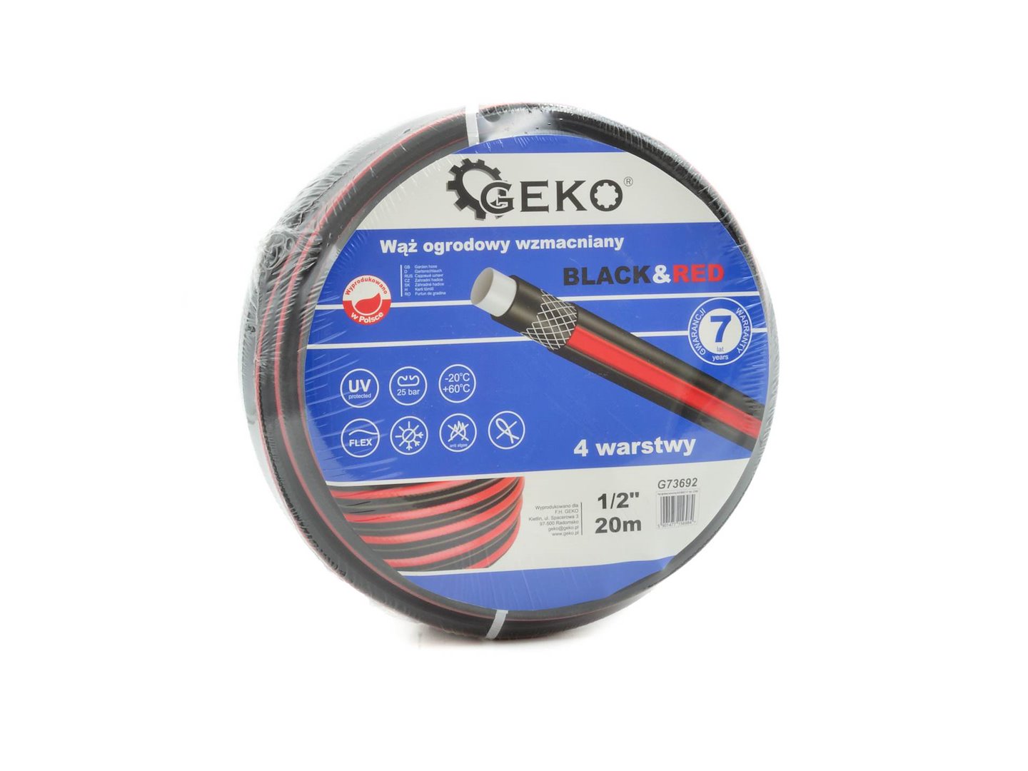 Import Verstärkter Gartenschlauch Schwarz & Rot 1/2" 30 M (110)