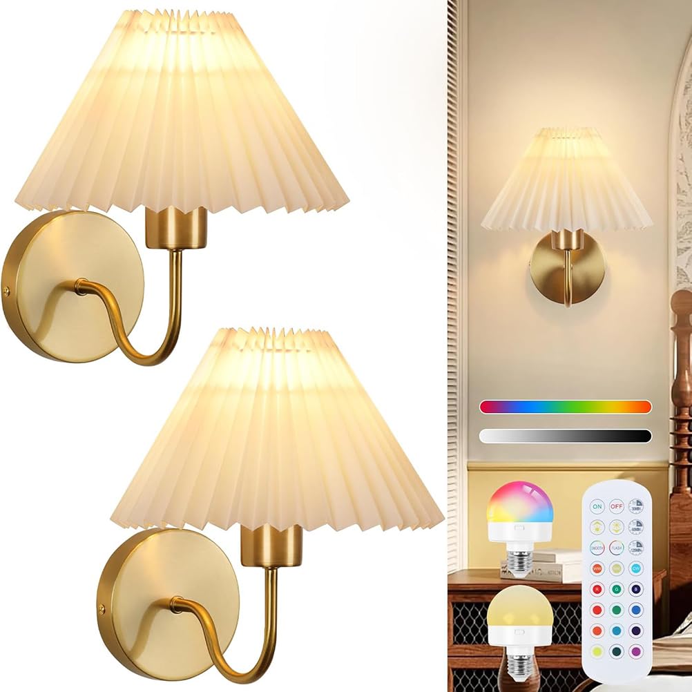 Lot De 2 Appliques Murales Led Sans Fil – Intensité Variable Rvb Avec