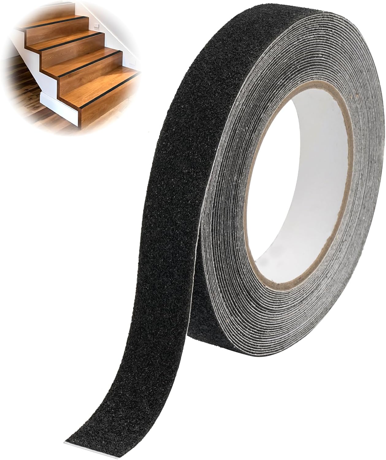 Ruban antidérapant noir autocollant pour escaliers, PVC imperméable, 2,5 cm x 10 m