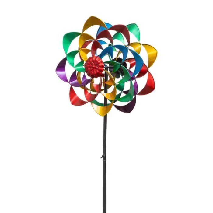 Icare Distribution Bunt Wetterfahne Wetterfahne Metal Fleur Double Arc En Ciel - Image 3