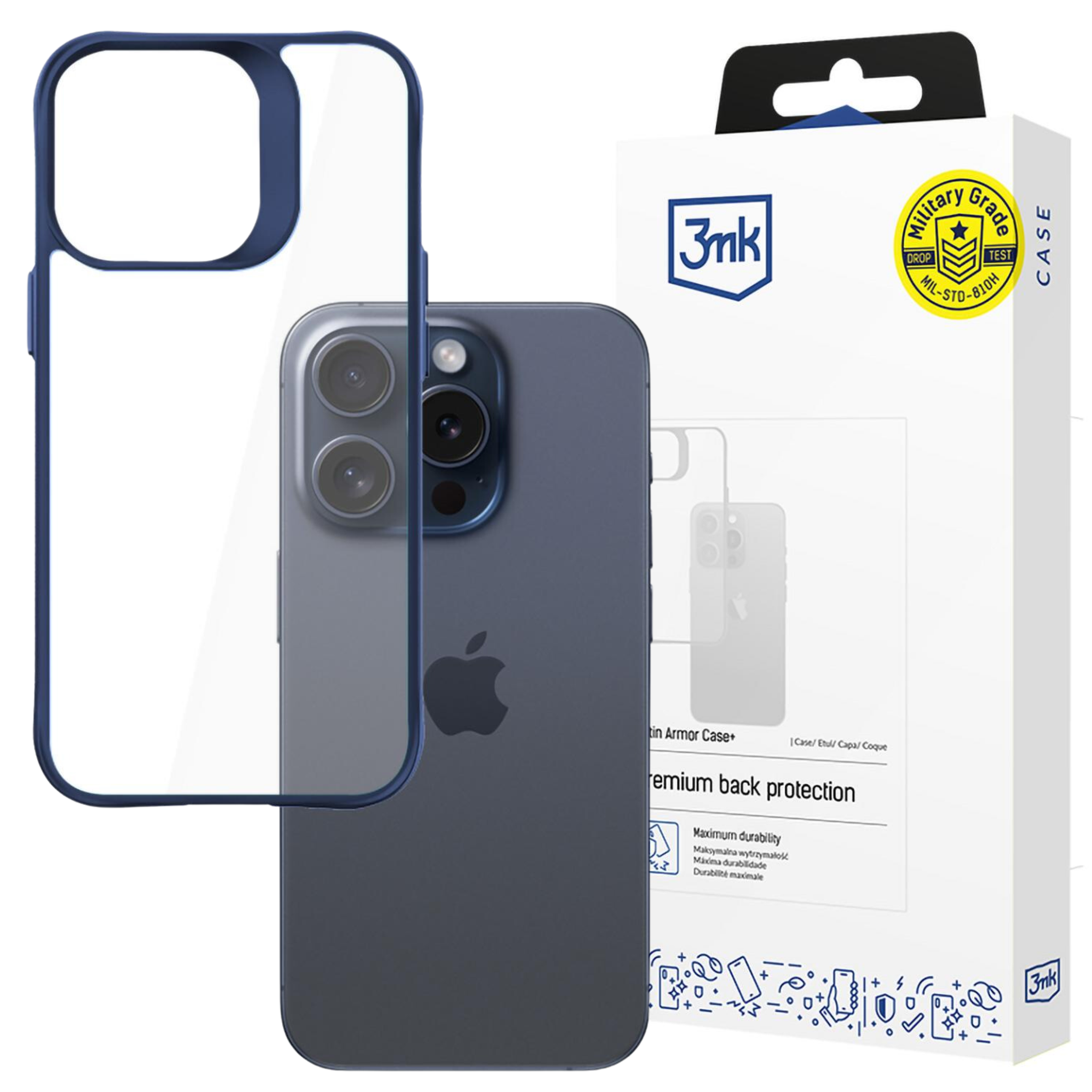 3mk Satin Armor Case Blue for Apple iPhone 15 Pro - transparent - Bild 2