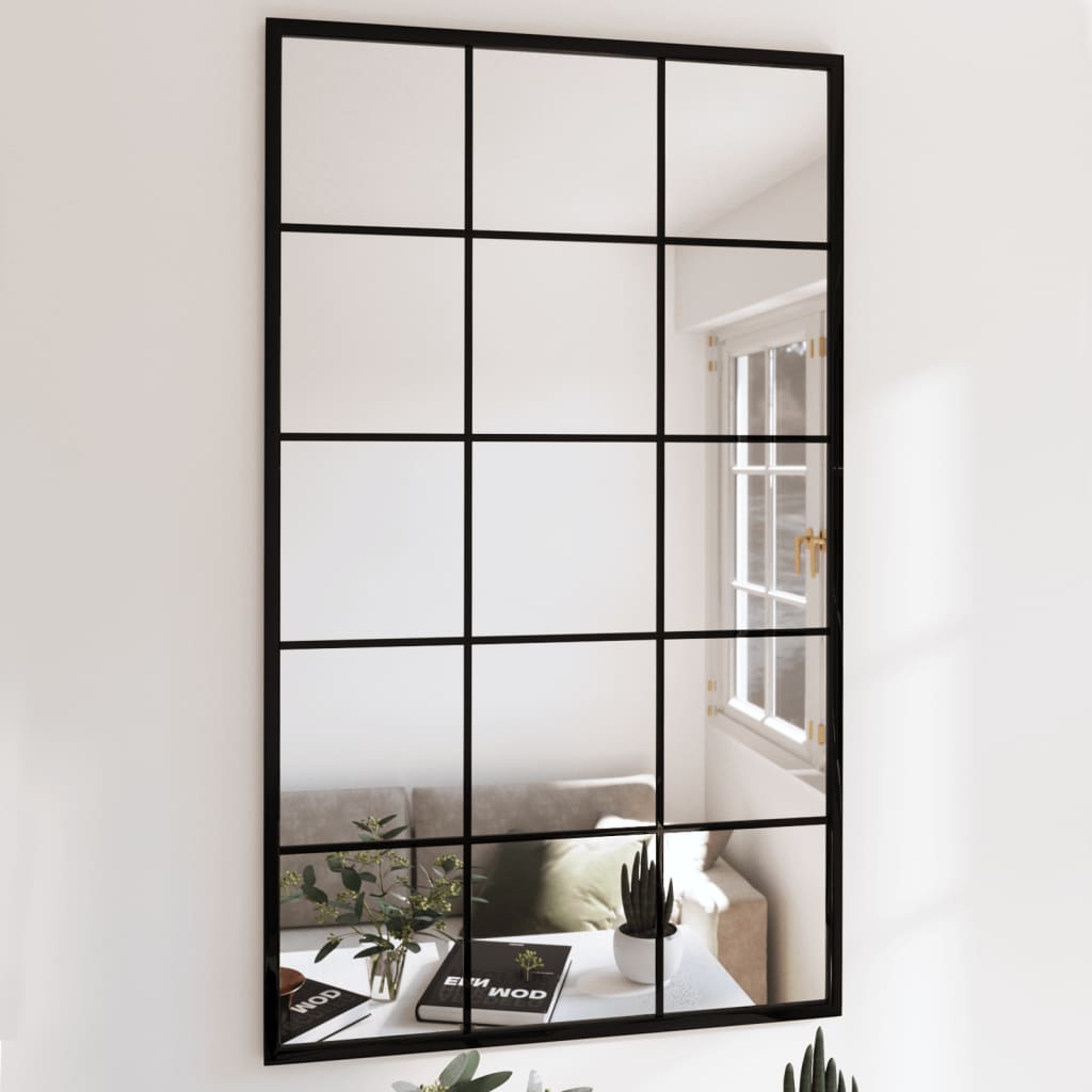Miroir Mural Noir 100x60 Cm Métal Vidaxl