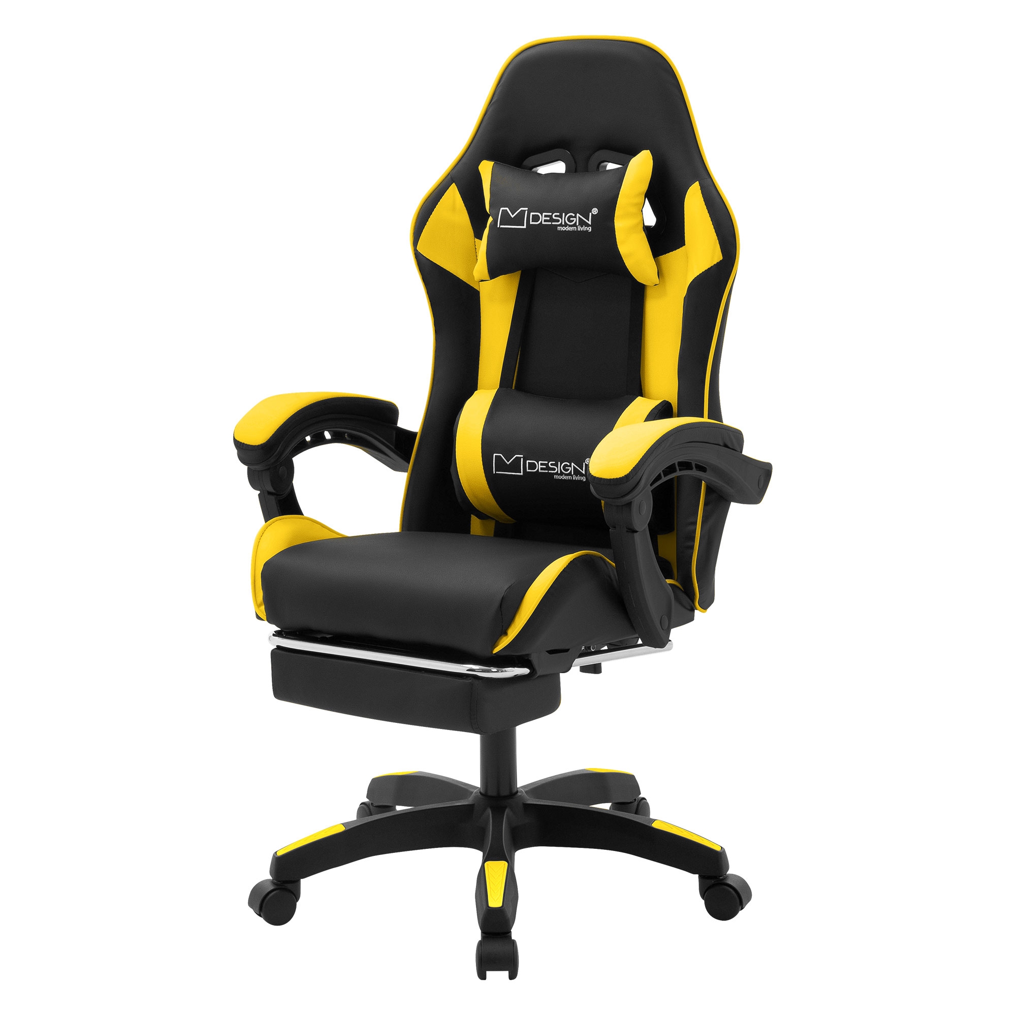 Ml-design Chaise De Gaming Ergonomique Noir-jaune En Pu Synthétique