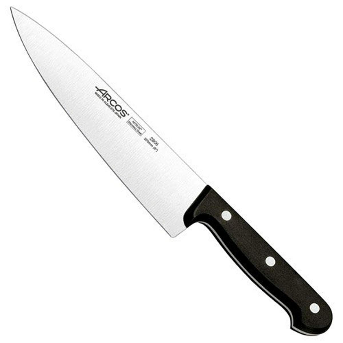 Arcos Schwarz Kochmesser Universal 280604 Aus Nitrumstahl, Mit Mango Aus Polyoxymethylen Und 20 Cm Klinge Im Karton.