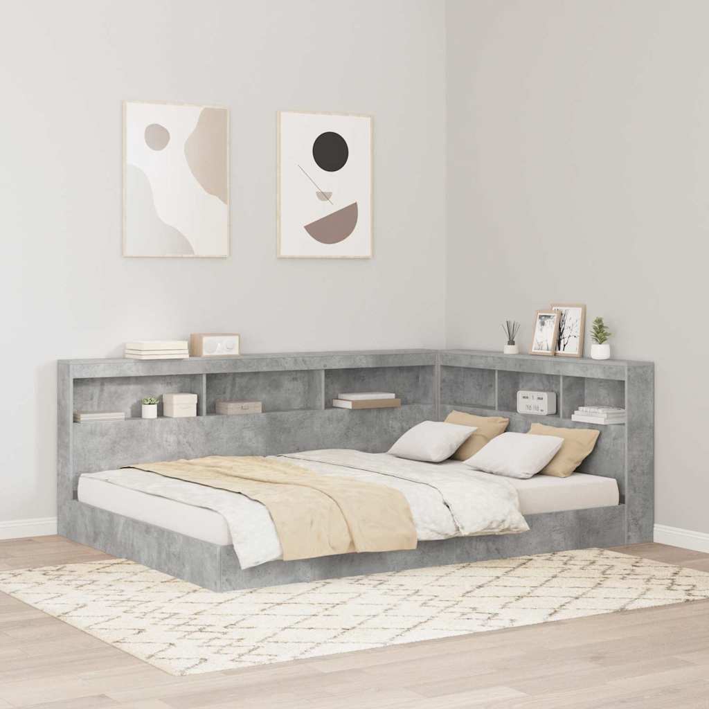 Bookcase Bed Concrete Grey 140 X 200 Cm Engineered Wood Vidaxl