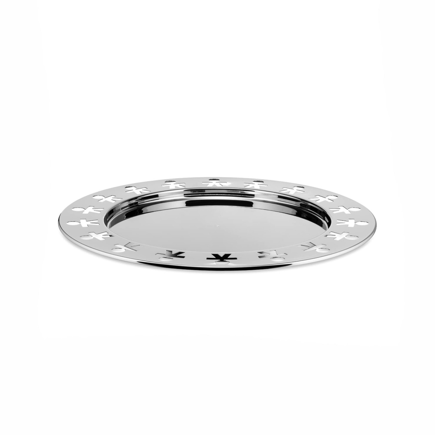 Rundes Tablett Alessi Girotondo Aus Edelstahl Mit Little Men-motiv, Ø 40 Cm