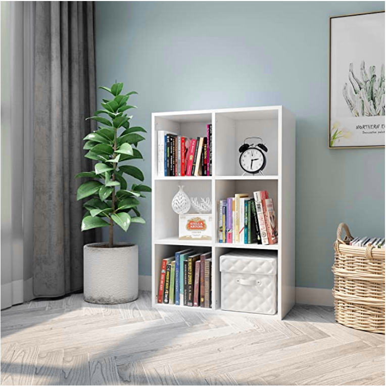 Mondeer – Bibliothèque Blanche 6 Casiers – Étagère Cube 60x30x90 Cm