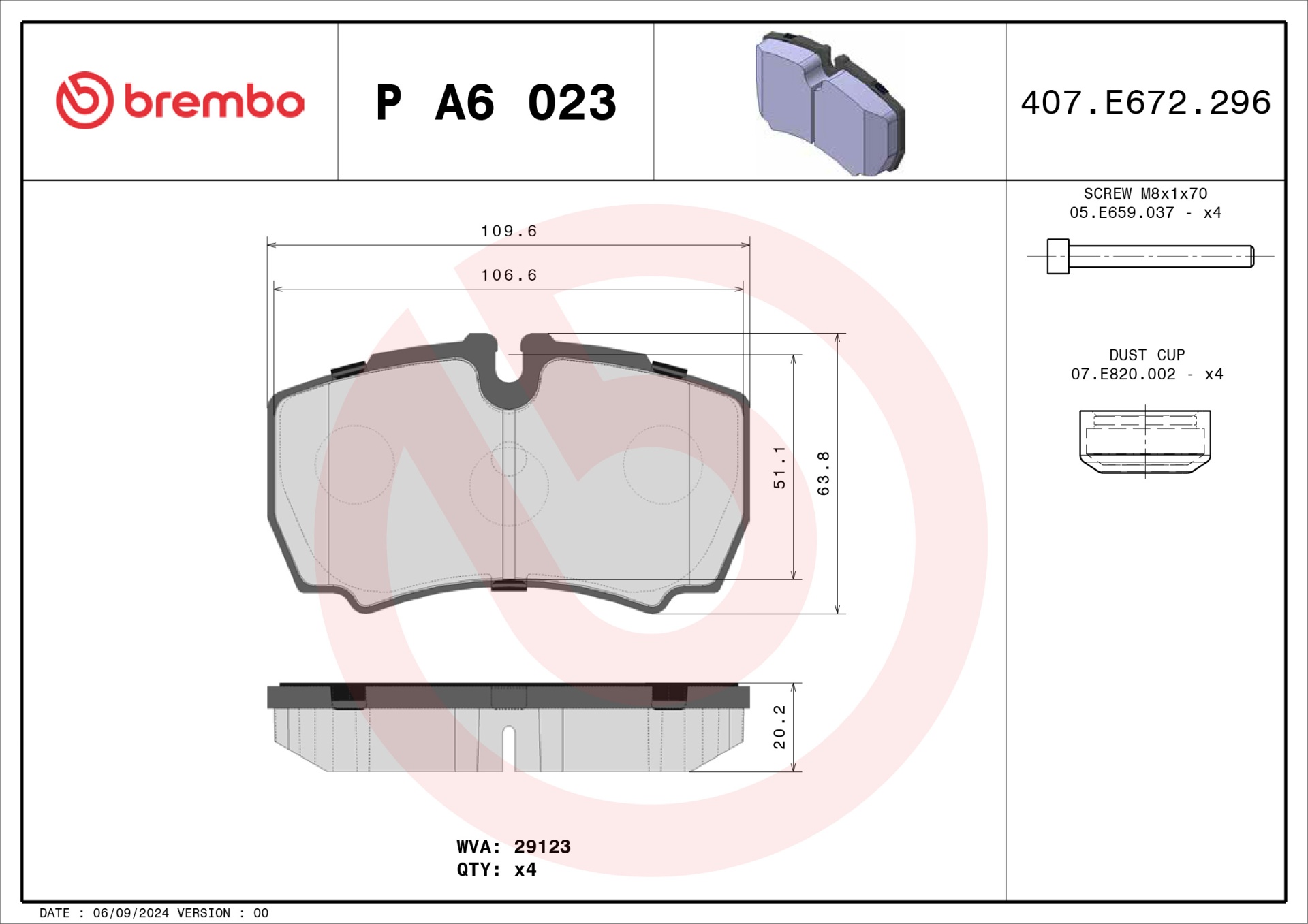 Für BREMBO KLOCKI SZCZEKI CYLINDERKI P A6 023 BRAKE PADS IVECO DAYLY - Bild 12