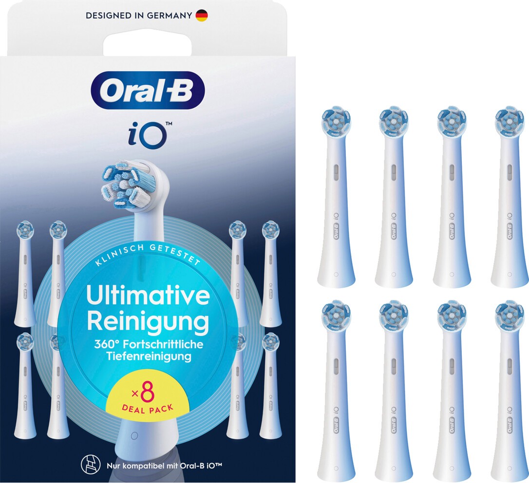 Oral-B iO Aufsteckbürsten Ultimative Reinigung, Weiß, 8 Stück | Original Zahnbürstenaufsatz für Elektrische Zahnbürste, 360° Fortschrittliche Tiefenreinigung und Plaqueentfernung - Bild 2