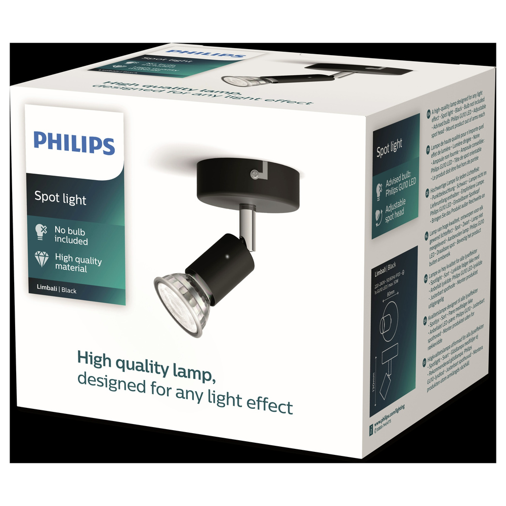 Philips Schwarz Limbali Deckenstrahler Gu10