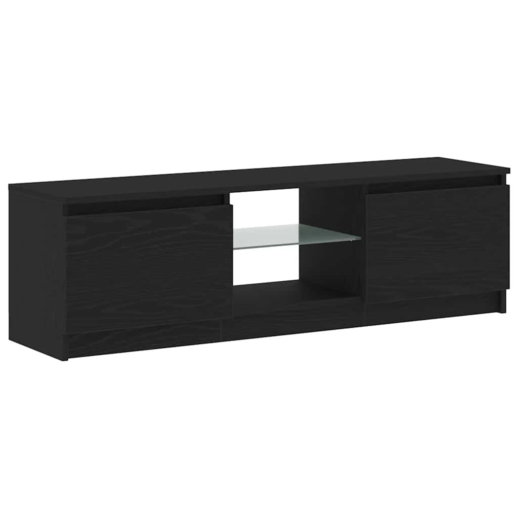 Vidaxl – Meuble Tv Noir En Bois D'Ingénierie Avec Éclairage Led Rgb