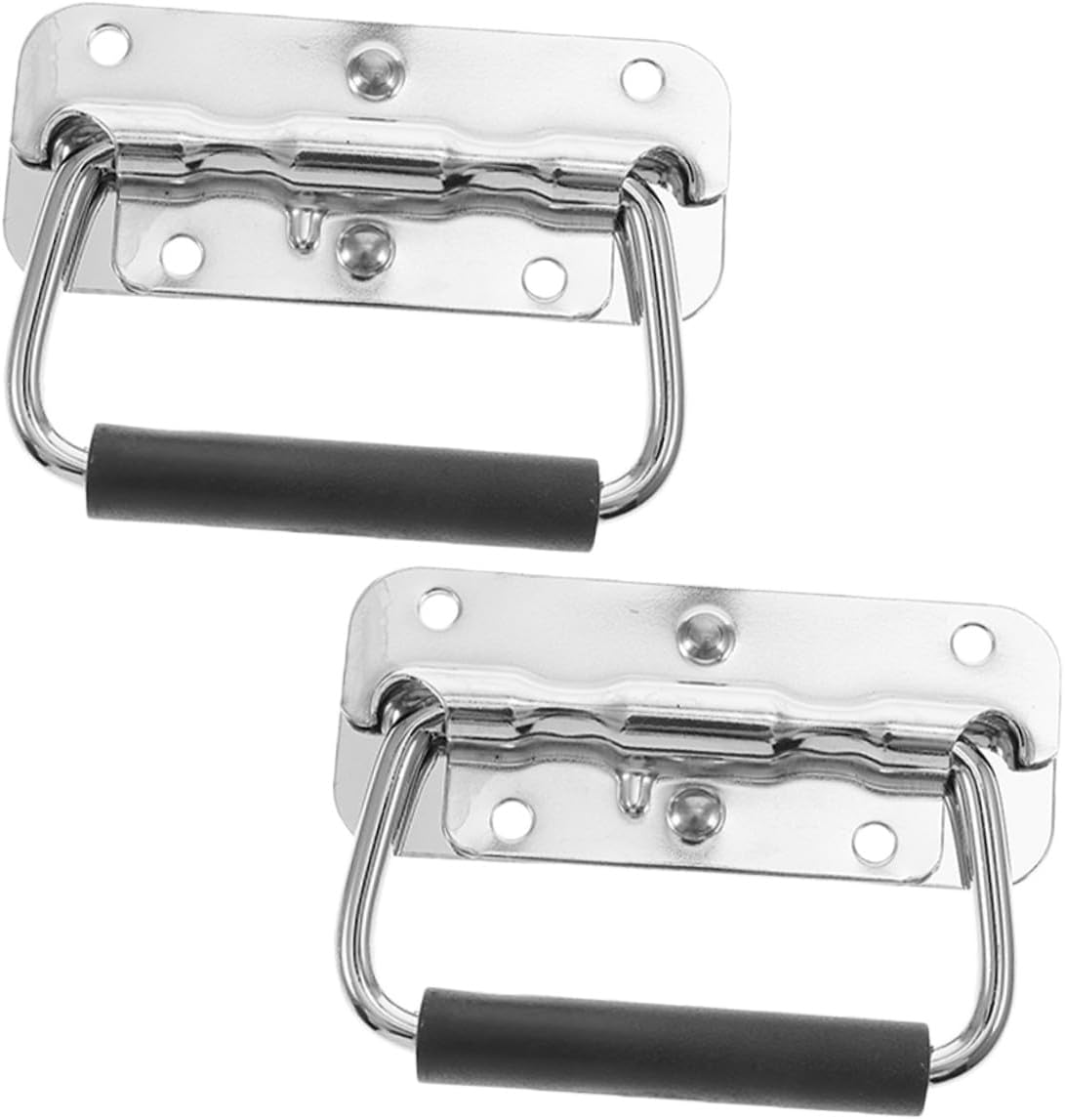 Poignée à ressort pliable pour boîte à outils et mallette, montage en surface, argenté, lot de 2