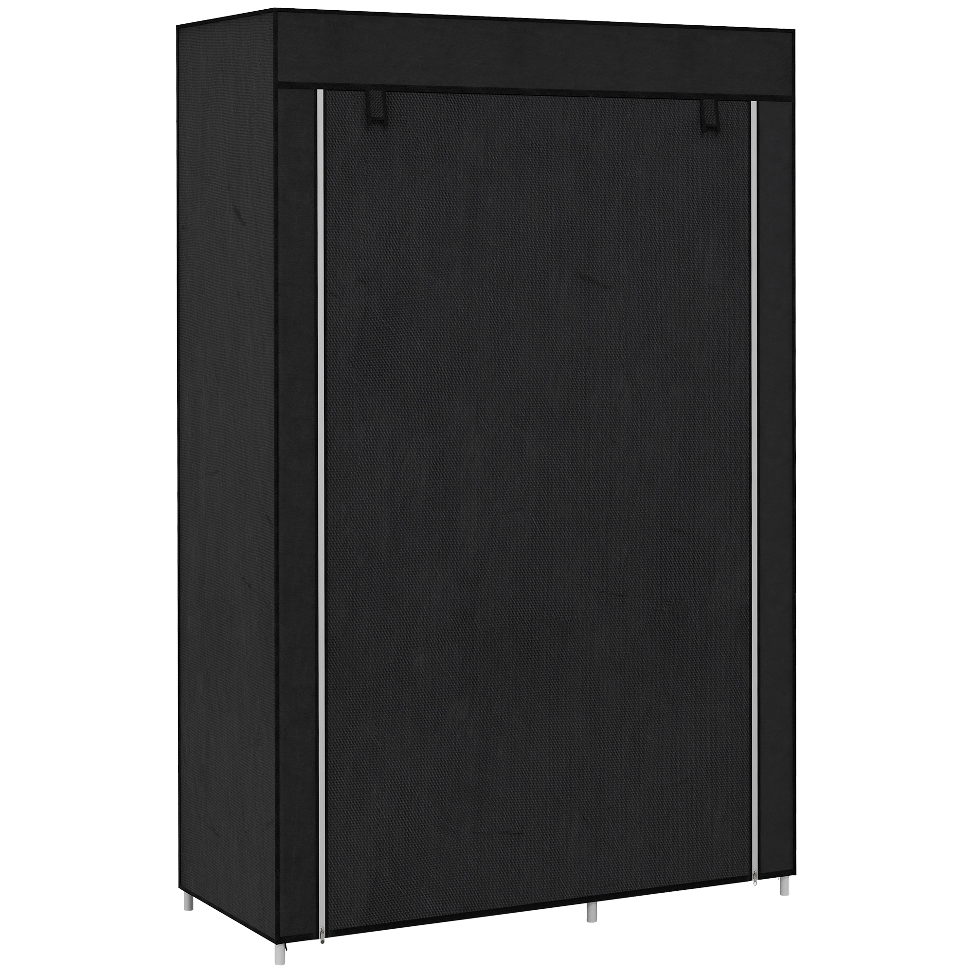 Kleiderschrank Stoffschrank Mit 6 Ablagen, Kleiderstange, Reißverschluss Faltschrank Für, Ankleidezimmer Schlafzimmer, 103 X 43 X 162,5 Cm, Schwarz - Homcom