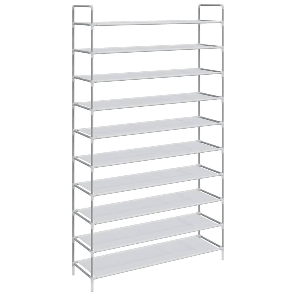 Shoe Rack With 10 Shelves Metal And Non-woven Fabric Silver Vidaxl