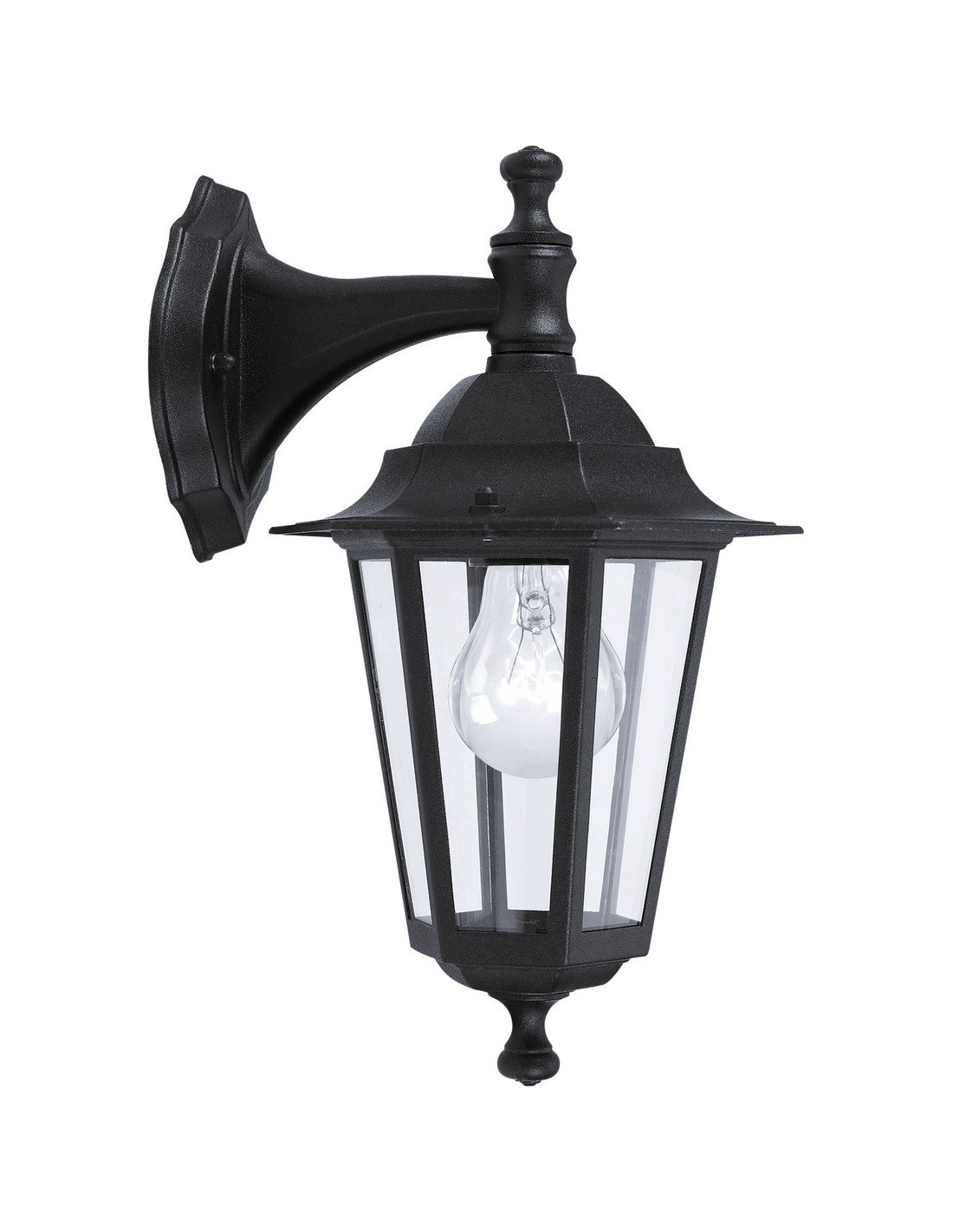 Eglo Schwarz Außenwandleuchte Abwärts Metall & Glas H35cm