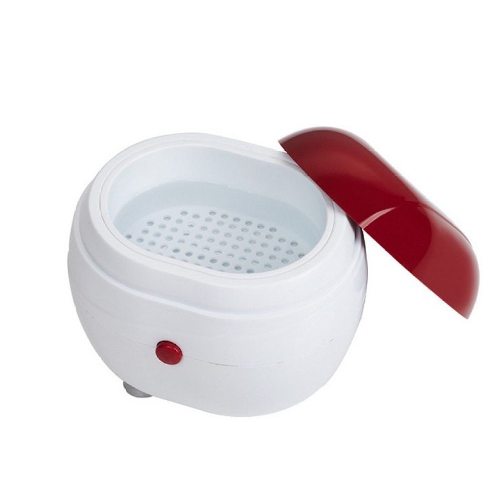 Nettoyeur à ultrasons pour bijoux, panier de nettoyage, 115 x 95 x 95 mm, rouge et blanc