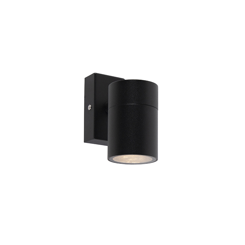 Qazqa Außenwandleuchte Schwarz Edelstahl Gu10 50mm Ip44 - Solo