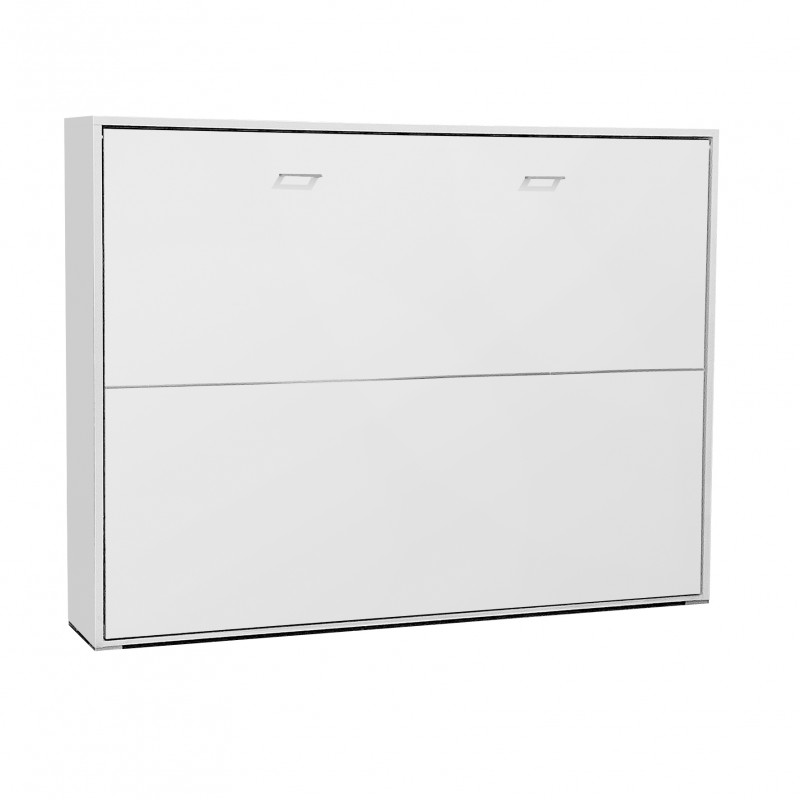 Lit Escamotable 135x190cm – Mélaminé Blanc – Système Anti-basculement