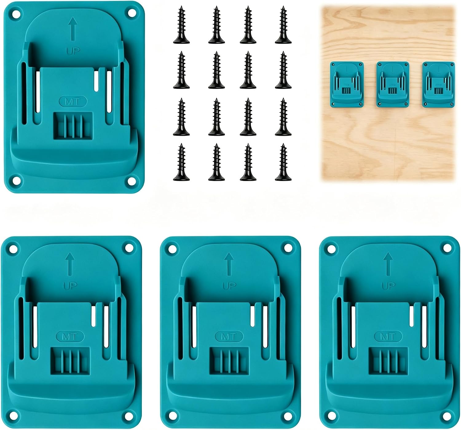 Support mural pour perceuse et batterie, plastique moulé antidérapant, lot de 5 avec 20 vis