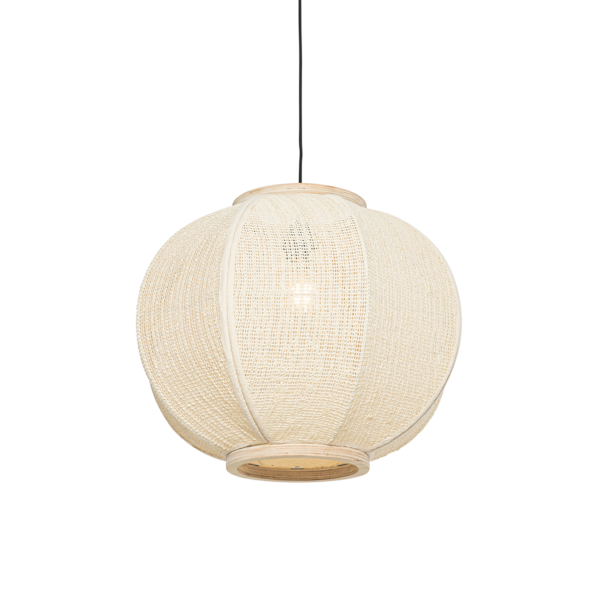 Qazqa Rob - Suspension - 1 Lumière - Ø 48 Cm - Blanc - Oriental
