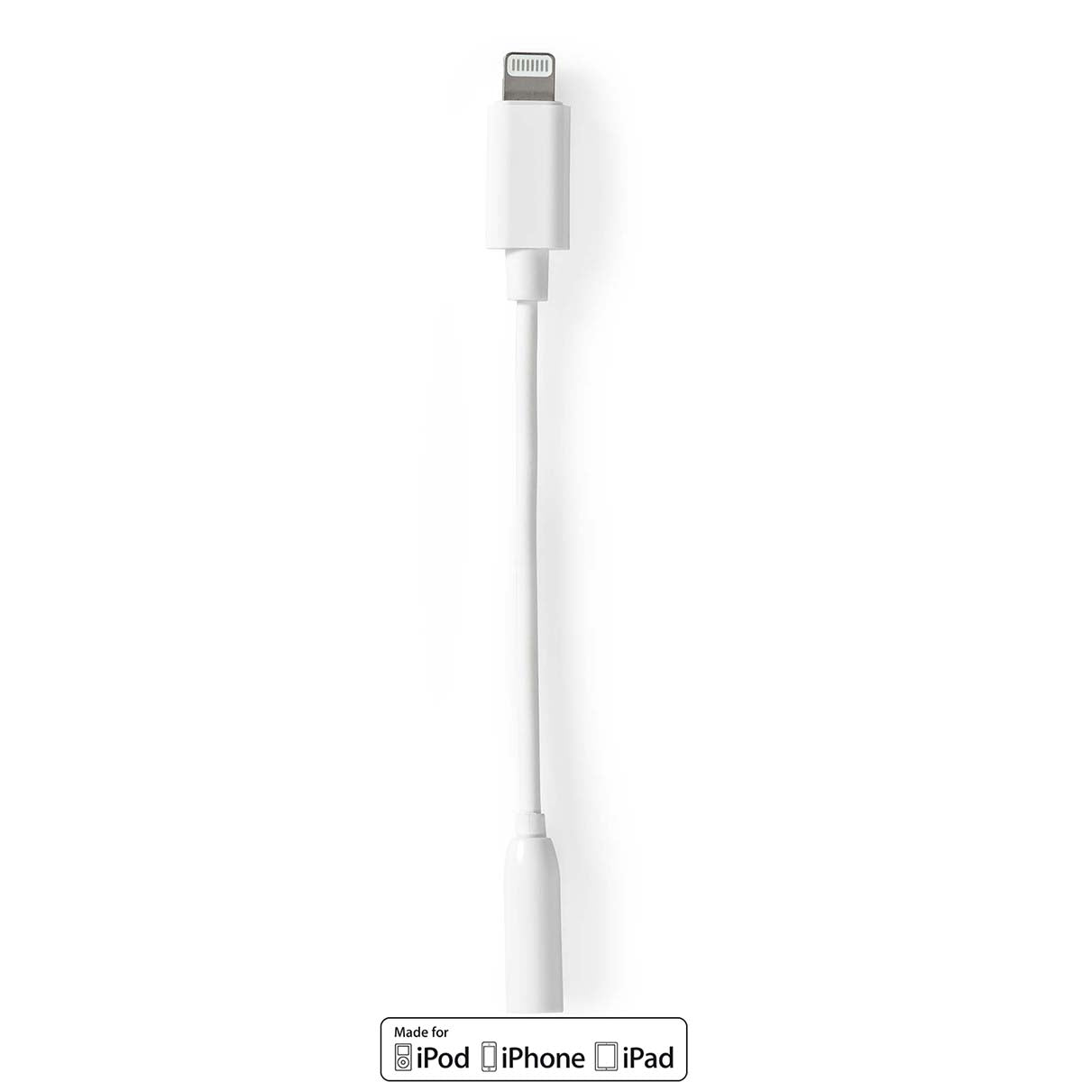 Nedis Lightning Adapter Apple Lightning 8-Pin 3.5 mm Female Nickel Plated 0.10 m Round PVC Box, Audio Adapter, Weiss - Bild 4