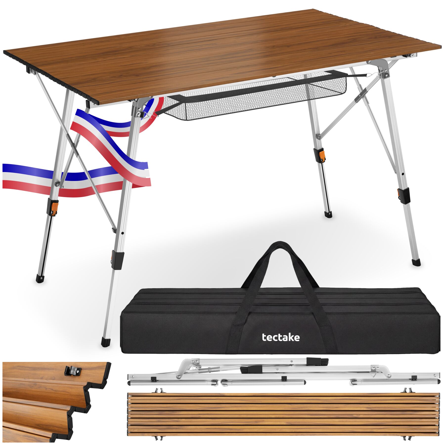 Table D'Extérieur Pliable En Aluminium À L'Aspect Bois