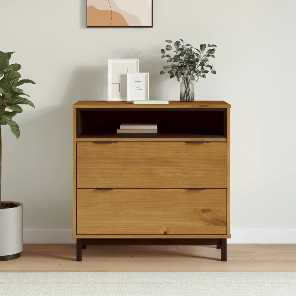 Commode Flam 80x40x80 Cm Bois De Pin Massif