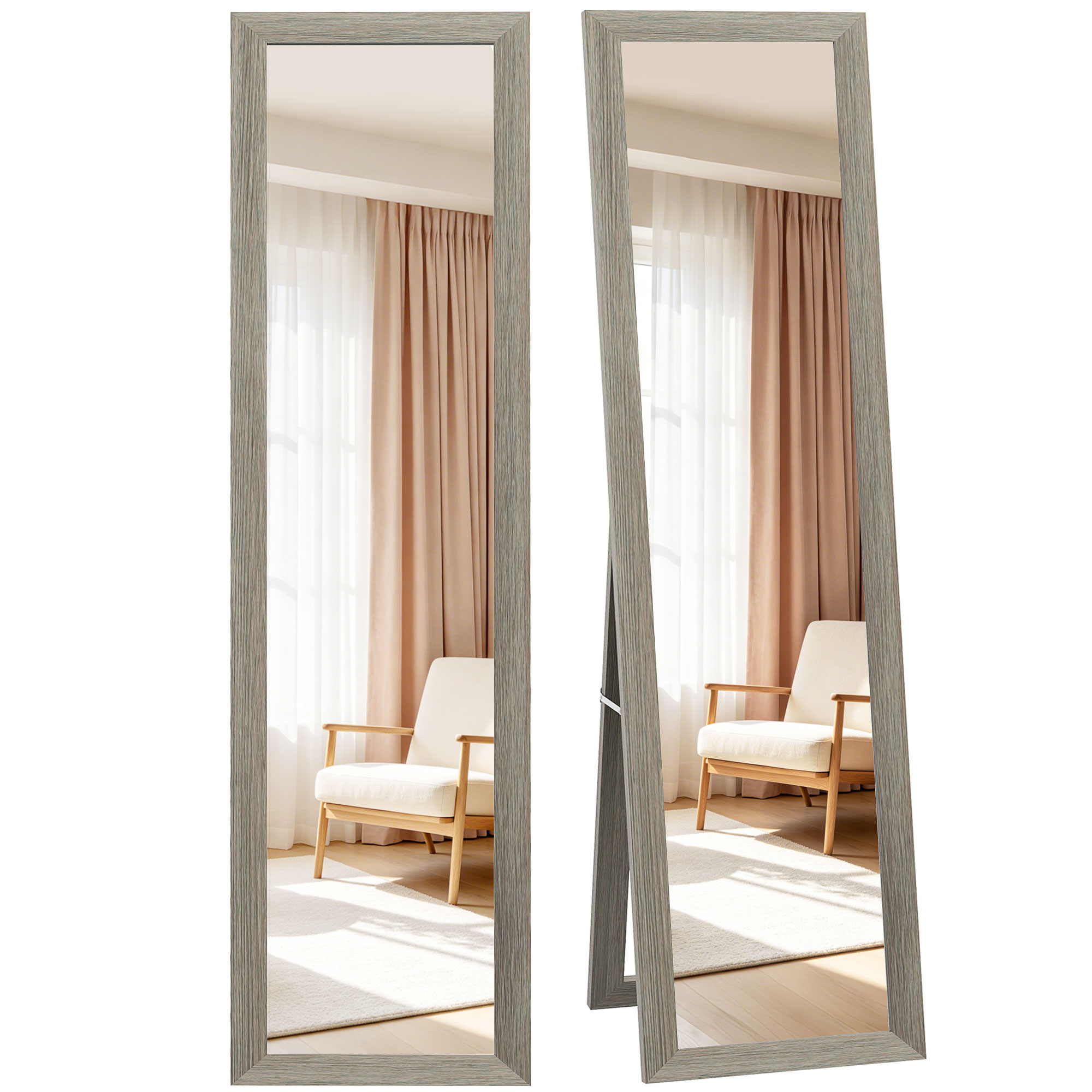 Miroir Rectangulaire Homcom Sur Pied Mural Ou À Poser Avec Cadre En