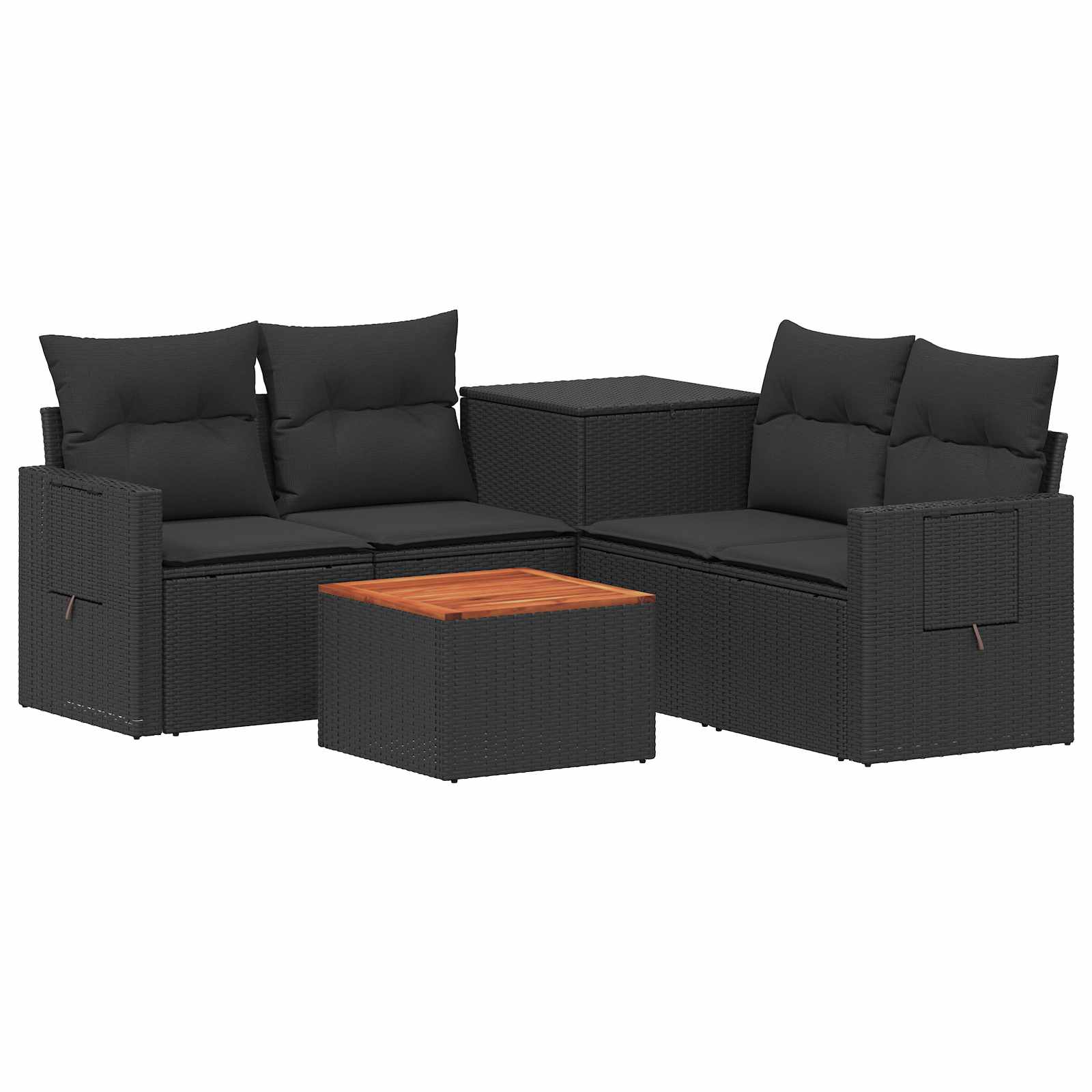Vidaxl Schwarz Sofa Set 6 Stk. 55 X 55 X 37 Cm Polyrattan Und Stahl