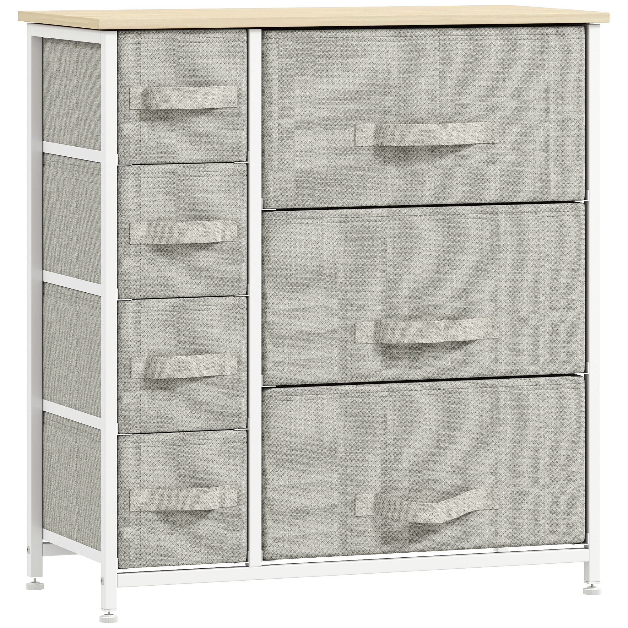 Schubladenschrank Aufbewahrungsschrank Mit Faltbaren 7 Stoffschubladen Metallgestell + Holz + Vliesstoff Hellgrau 63,5 X 30 X 71 Cm - Homcom